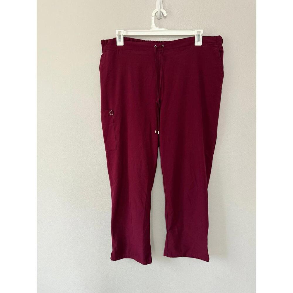 XL petite scrub pants burgundy red